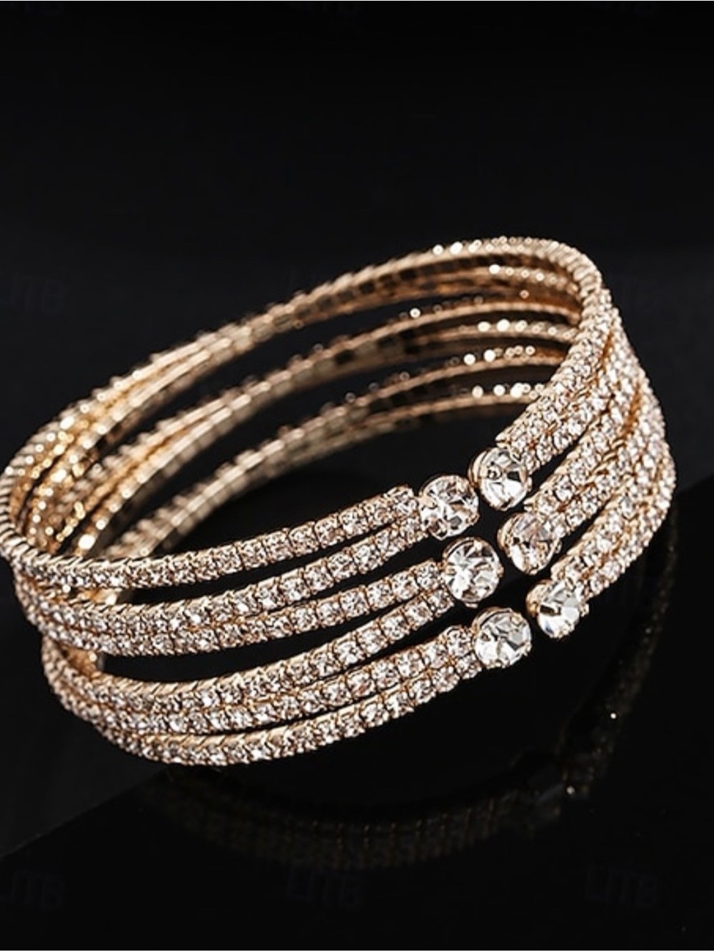 Multi-Row Rhinestone Open Cuff Bracelet